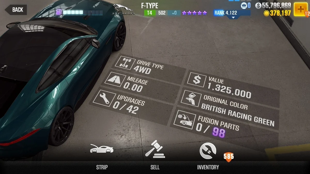 Jaguar Deckard Shw's F-Type CSR2 fusion parts and tune setup