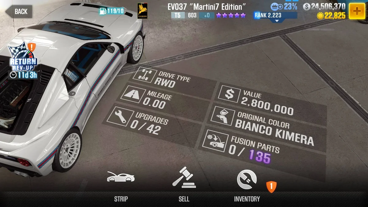 Kimera EVO37 "Martini7 Edition" CSR2 fusion parts and tune setup
