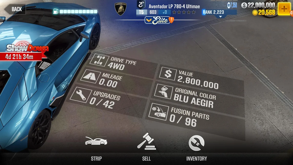 Lamborghini LP 780-4 Ultimae CSR2 fusion parts and tune setup
