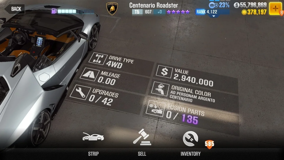 Lamborghini Centenario Roadster CSR2 fusion parts and tune setup