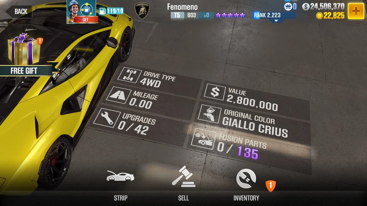 Lamborghini Fenomeno CSR2 fusion parts and tune setup