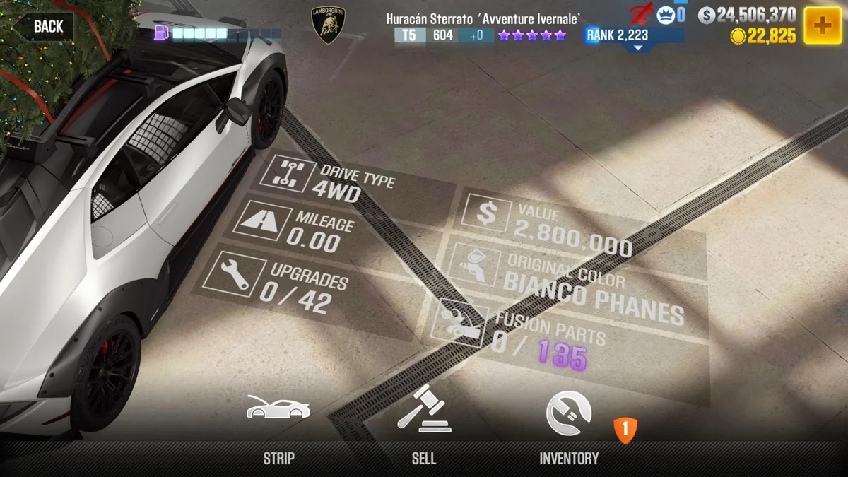 Lamborghini Huracan Sterrato 'Avventure Ivernale' CSR2 fusion parts and tune setup