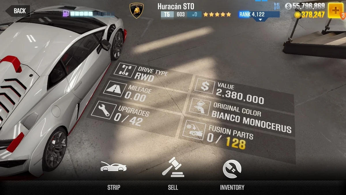 Lamborghini Huracan STO CSR2 fusion parts and tune setup