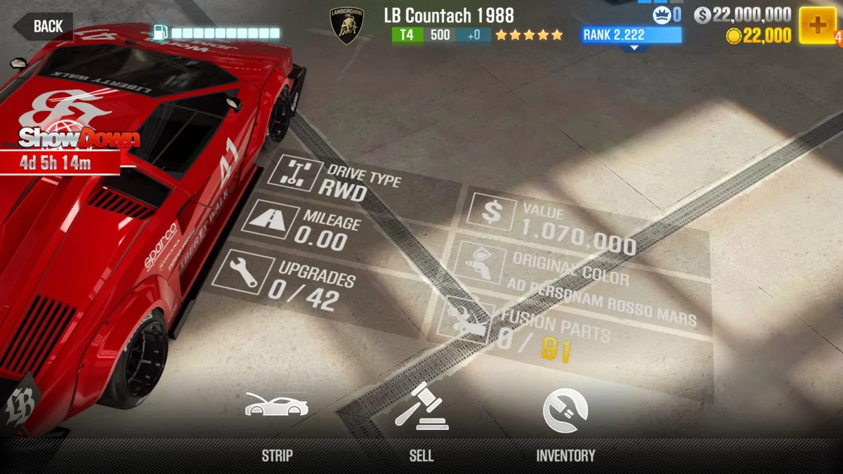 Lamborghini LB Countach 1988 CSR2 fusion parts and tune setup