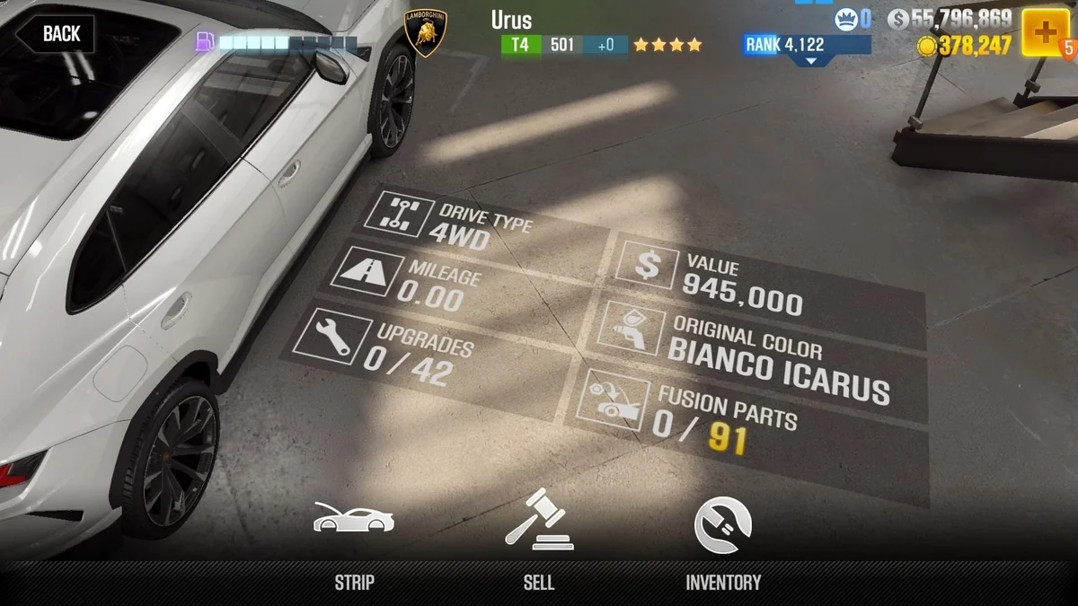 Lamborghini Urus CSR2 fusion parts and tune setup