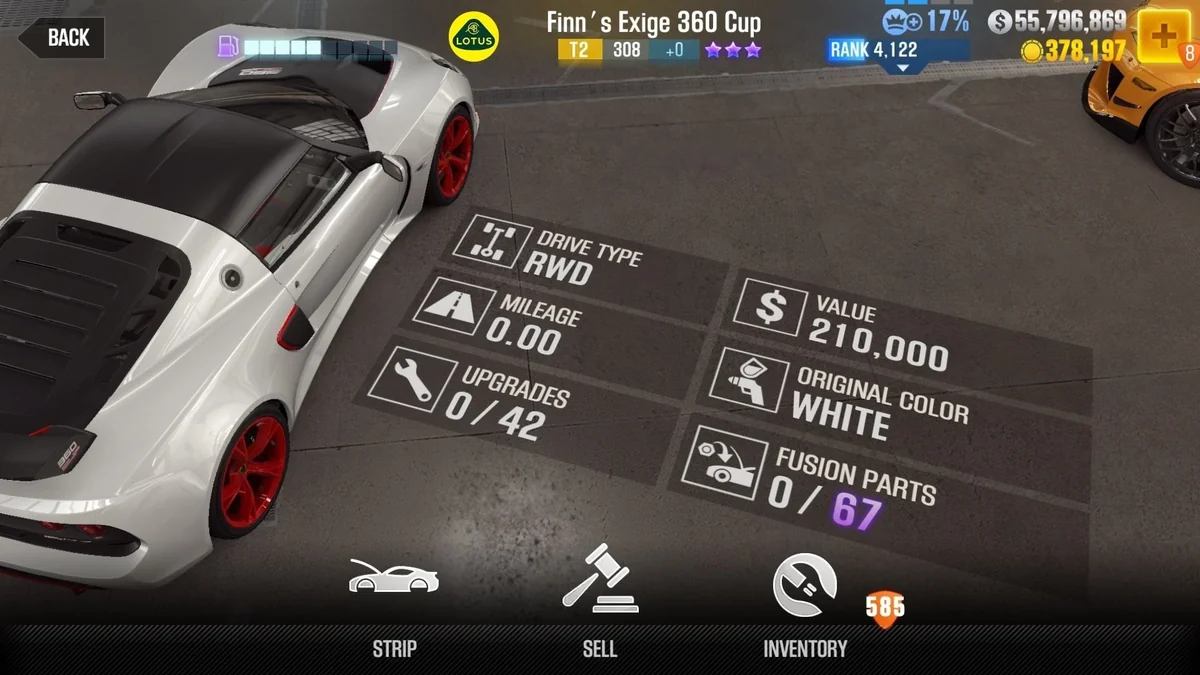 Lotus Finn's Exige 360 Cup CSR2 fusion parts and tune setup