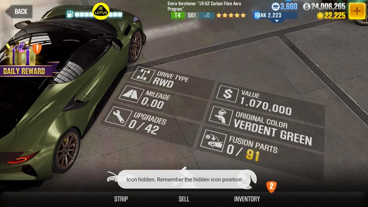 Lotus Emira Vorsteiner "LR-52 Carbon Fibre Aero Program" CSR2 fusion parts and upgrade breakdown, tier 4 gold star car