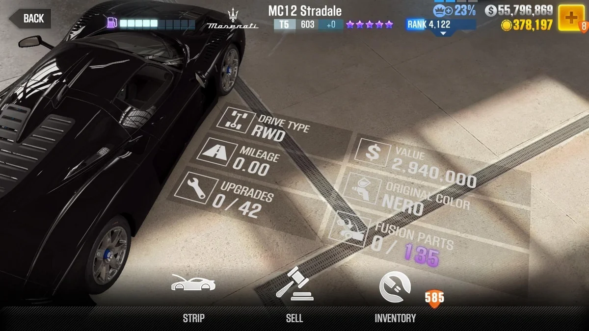 Maserati MC12 Stradale (Black) CSR2 fusion parts and tune setup