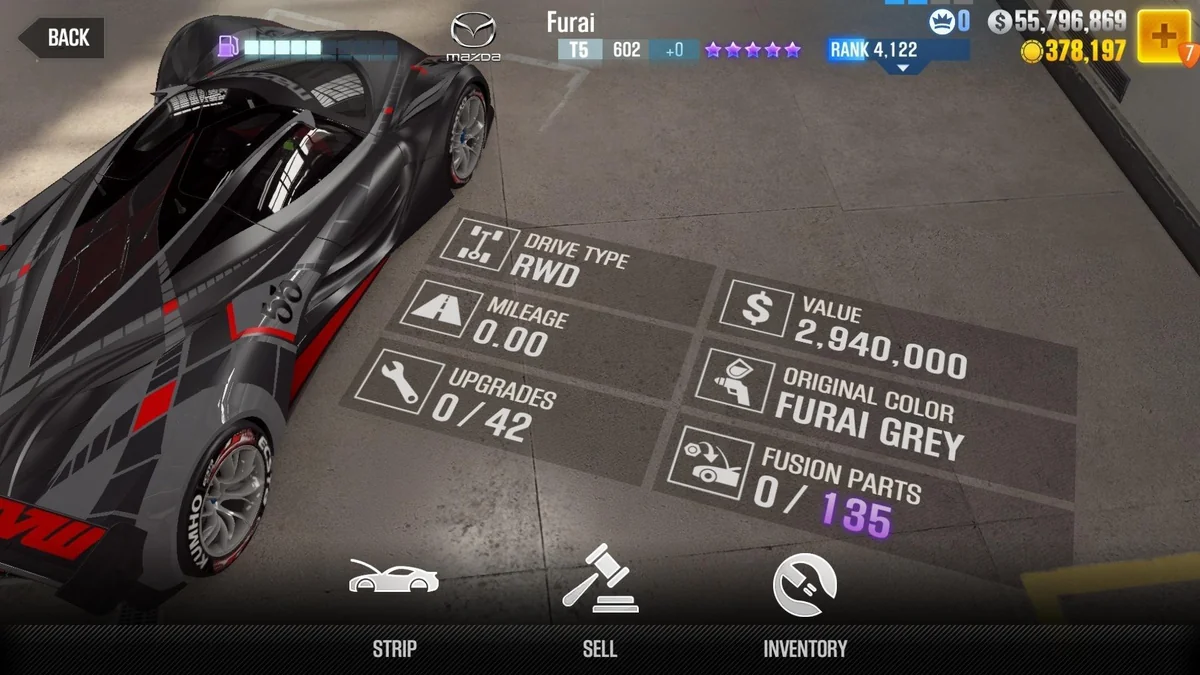 Mazda Furai CSR2 fusion parts and tune setup