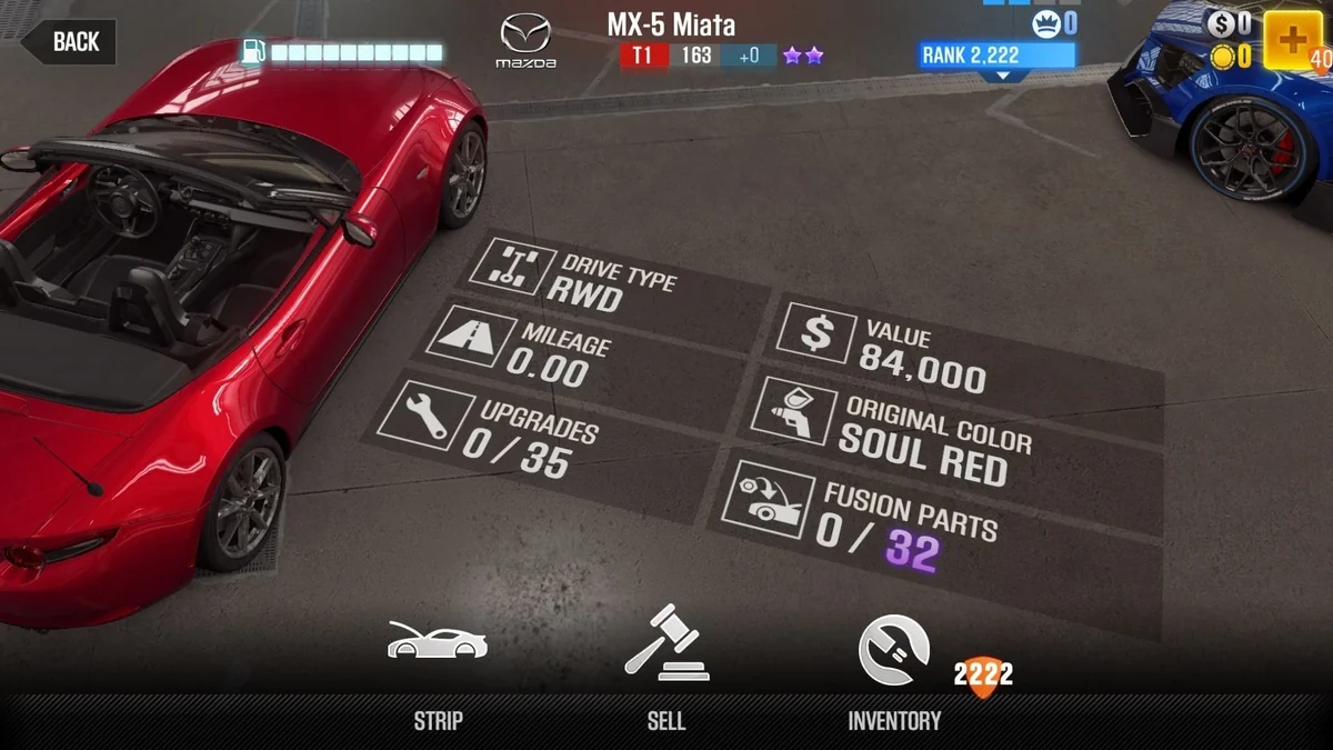 Mazda MX-5 Miata CSR2 fusion parts and tune setup