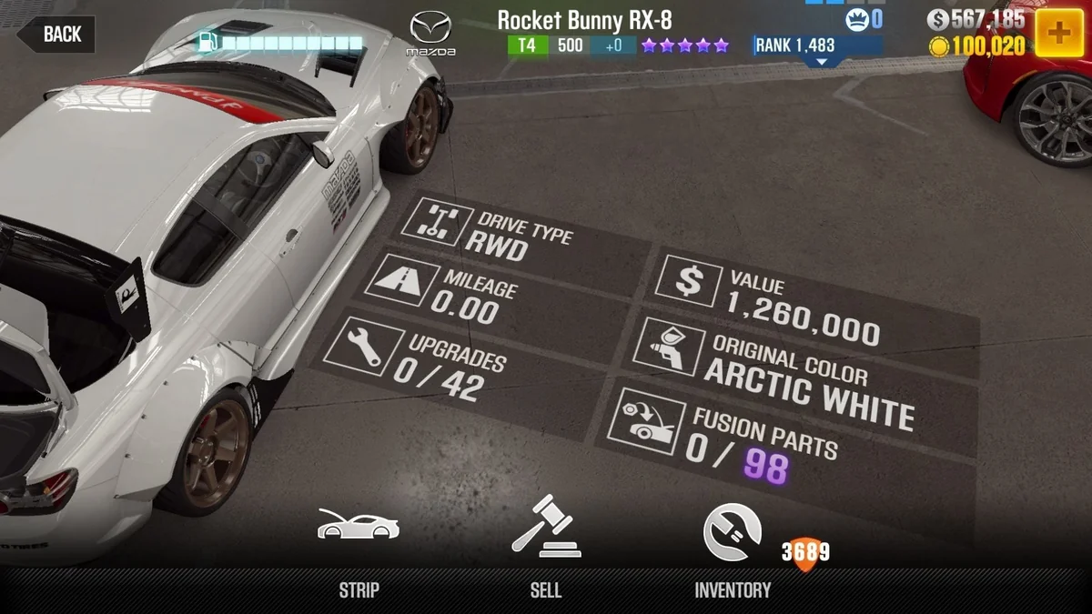 Neela's Mazda Veilside ''VSD1-GT'' RX-8 (FnF) CSR2 fusion parts and upgrade breakdown, tier 4 purple star car