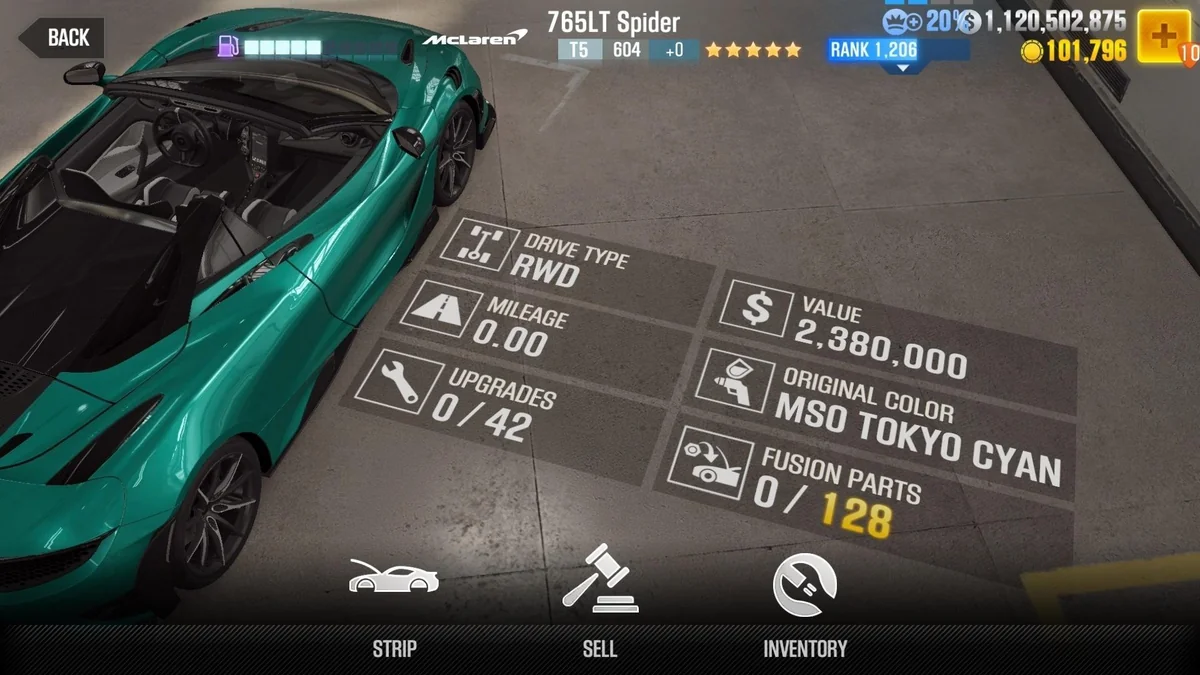 McLaren 765LT Spider CSR2 fusion parts and tune setup