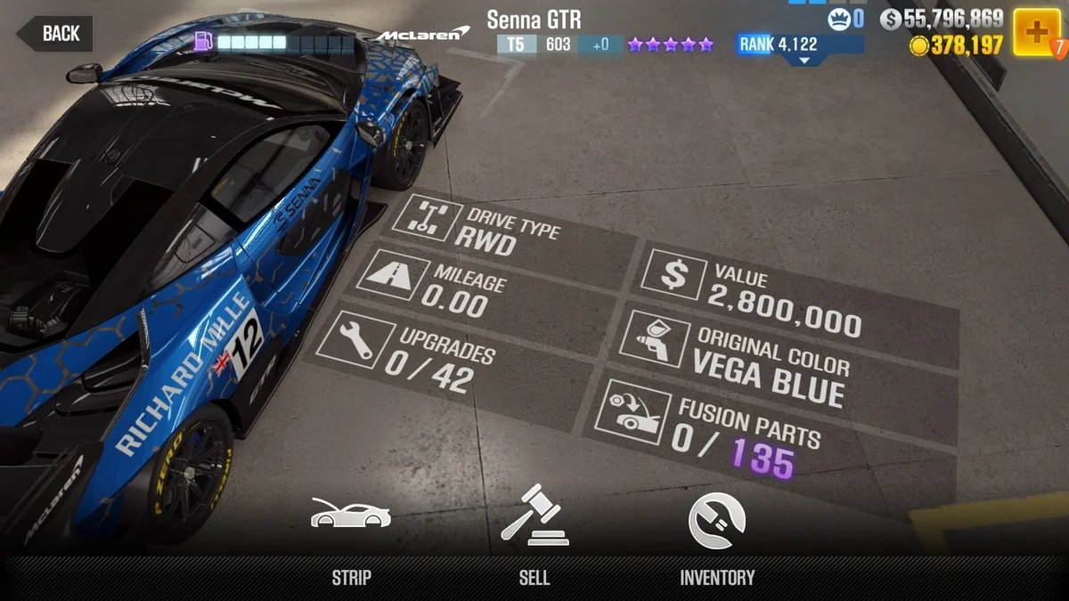 McLaren Senna GTR CSR2 fusion parts and tune setup