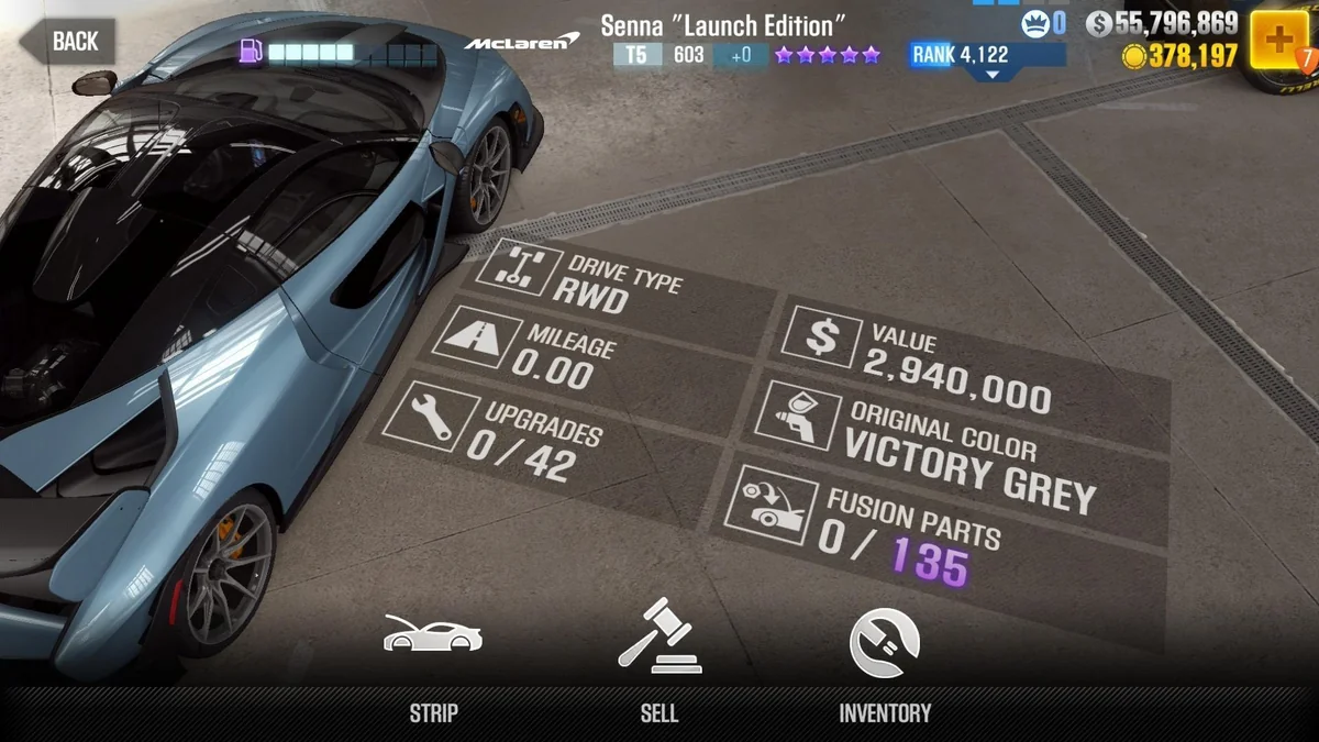 McLaren Senna ''Launch Edition'' CSR2 fusion parts and tune setup