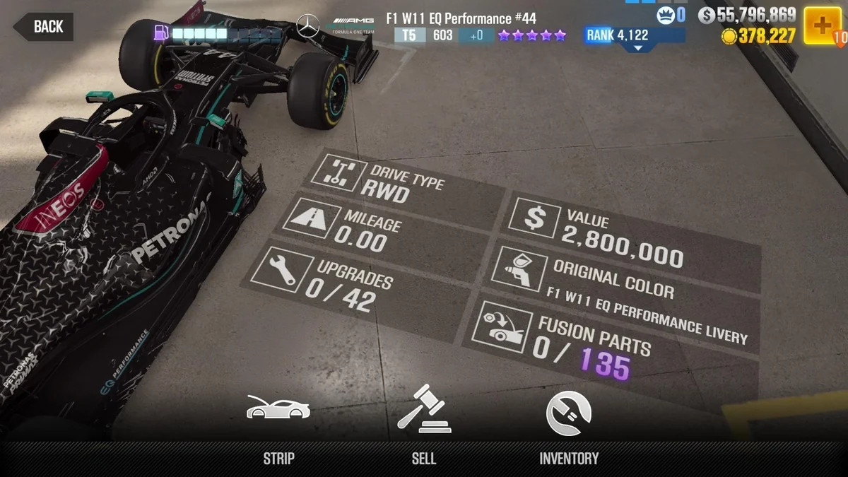 Mercedes-AMG F1 F1 W11 EQ Performance #44 CSR2 fusion parts and tune setup