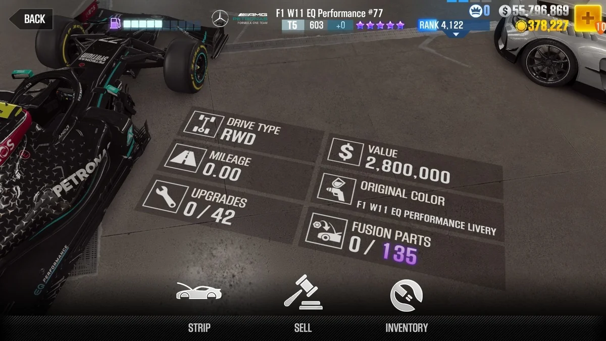 Mercedes-AMG F1 F1 W11 EQ Performance #77 CSR2 fusion parts and tune setup