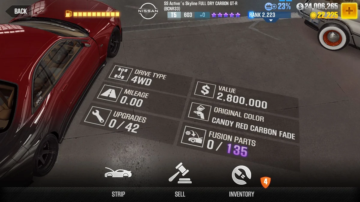 Nissan SS Active's Skyline FULL DRY CARBON GT-R (BCNR33) CSR2 fusion parts and tune setup