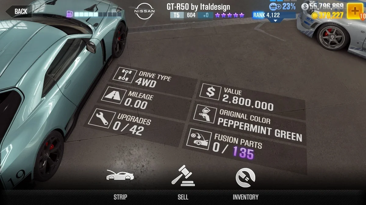Nissan GT-R50 Prototype by Italdesign CSR2 fusion parts and upgrade breakdown, tier 5 purple star car