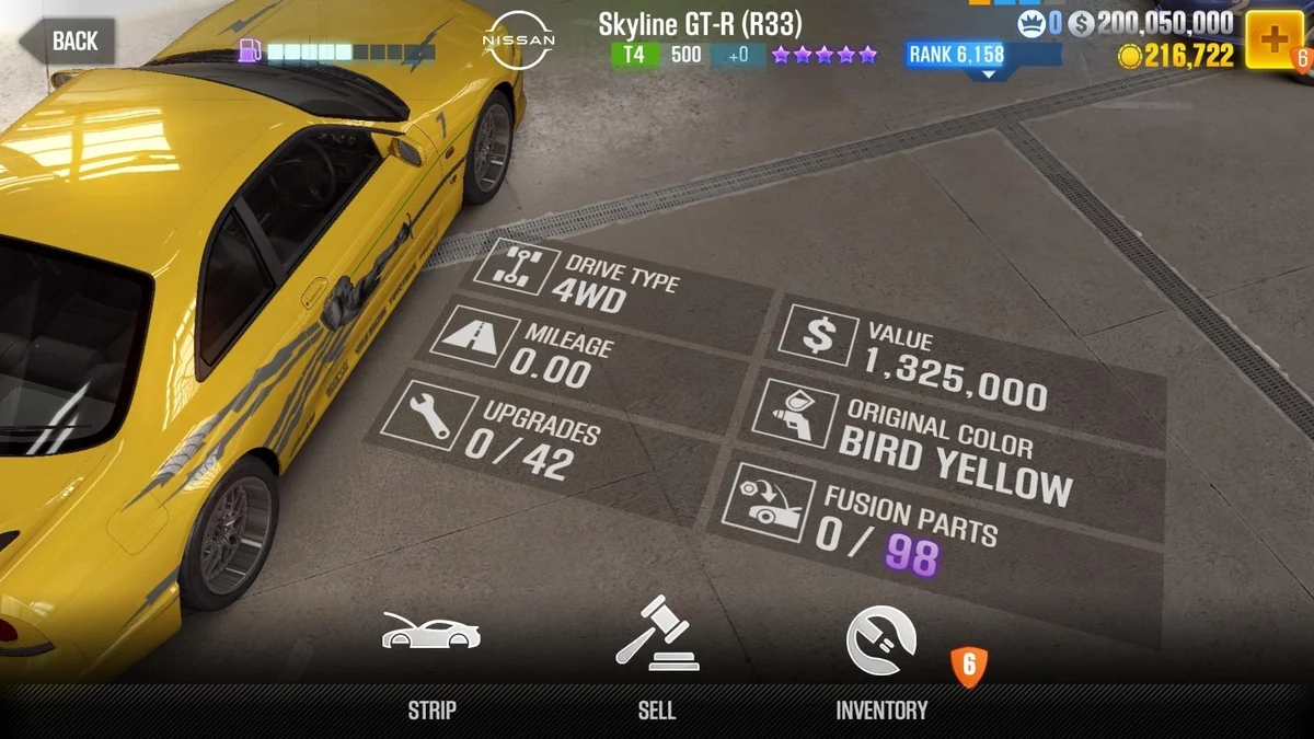 Nissan Leon's Skyline GTR (R33) CSR2 fusion parts and tune setup