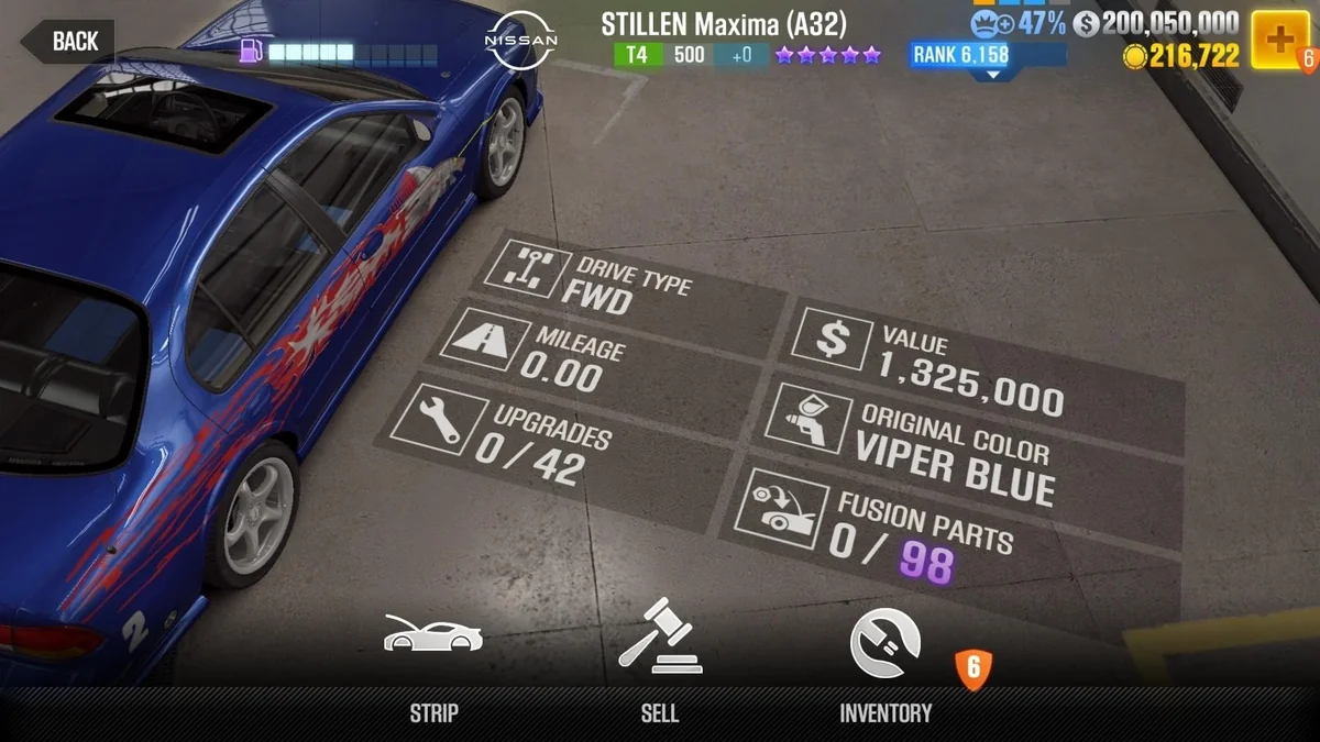 Nissan Vince's Stillen Maxima (A32) CSR2 fusion parts and tune setup