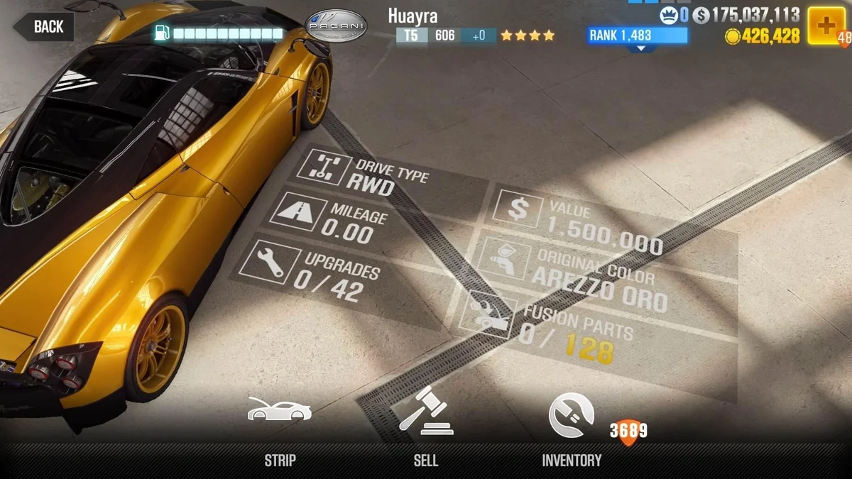 Pagani Huayra CSR2 fusion parts and upgrade breakdown, tier 5 gold star car
