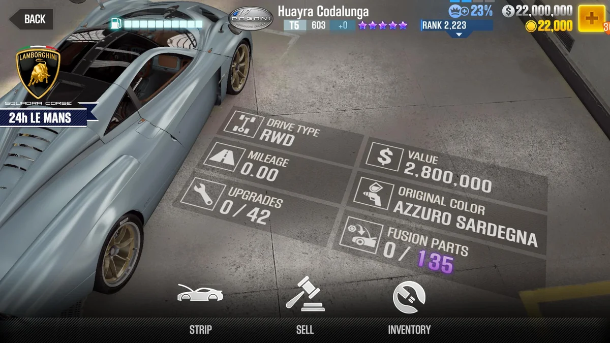 Pagani Huayra Codalunga CSR2 fusion parts and tune setup