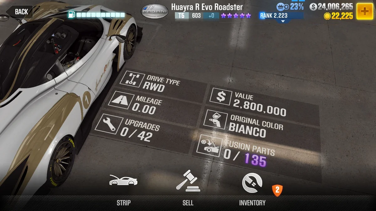Pagani Huayra R Evo Roadster CSR2 fusion parts and tune setup
