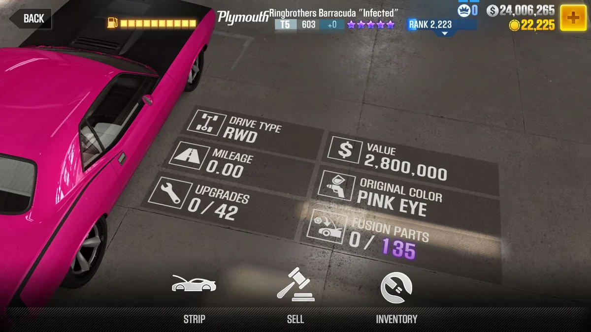 Plymouth Ringbrothers Barracuda "Infected" CSR2 fusion parts and tune setup