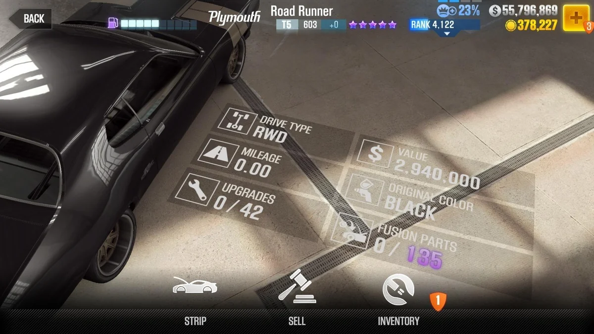 Plymouth Dom Torretto's Road Runner CSR2 fusion parts and tune setup