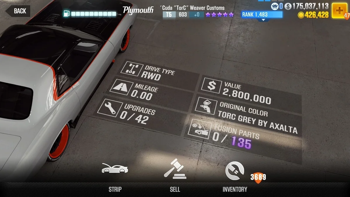 Plymouth ‘Cuda “TorC” Weaver Customs CSR2 fusion parts and tune setup