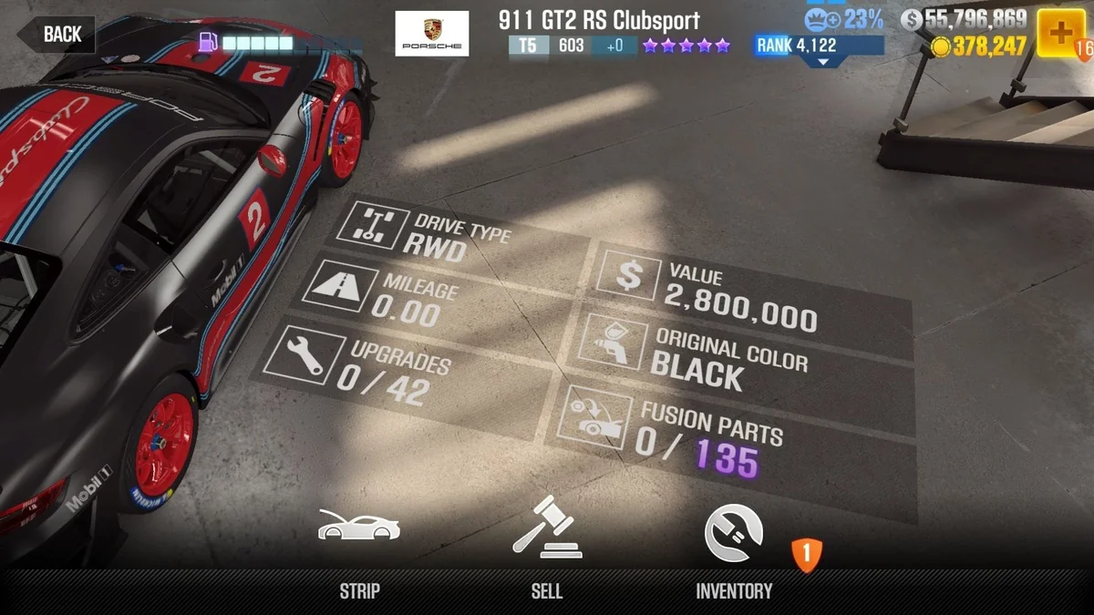 Porsche 911 GT2 RS ClubSport CSR2 fusion parts and tune setup