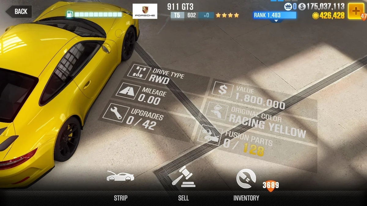 Porsche 911 GT3 CSR2 fusion parts and tune setup