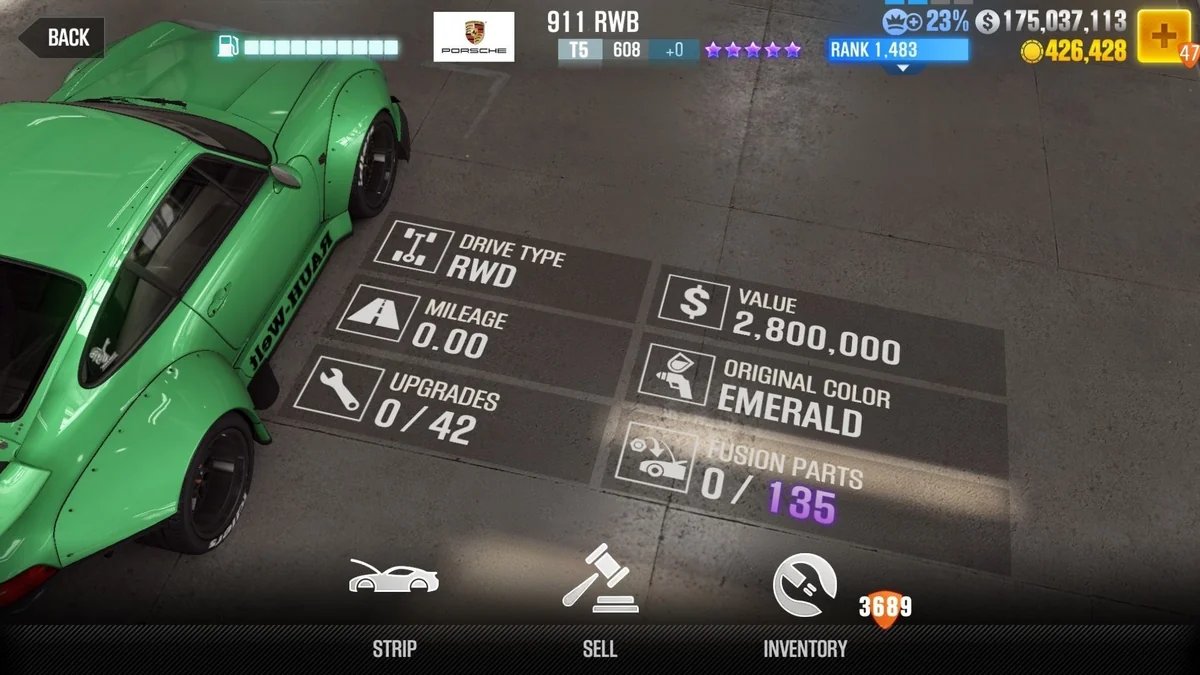 Porsche 911 RWB CSR2 fusion parts and tune setup