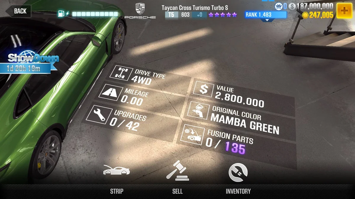 Porsche Taycan Cross Turismo Turbo S CSR2 fusion parts and tune setup