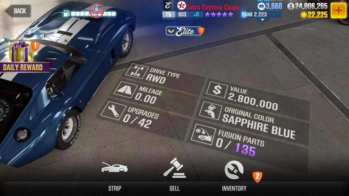 Shelby Cobra Daytona Coupe CSR2 fusion parts and tune setup