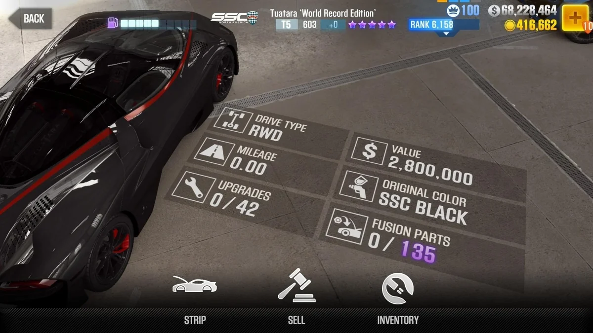 SSC Tuatara 'World Record Edition' CSR2 fusion parts and tune setup