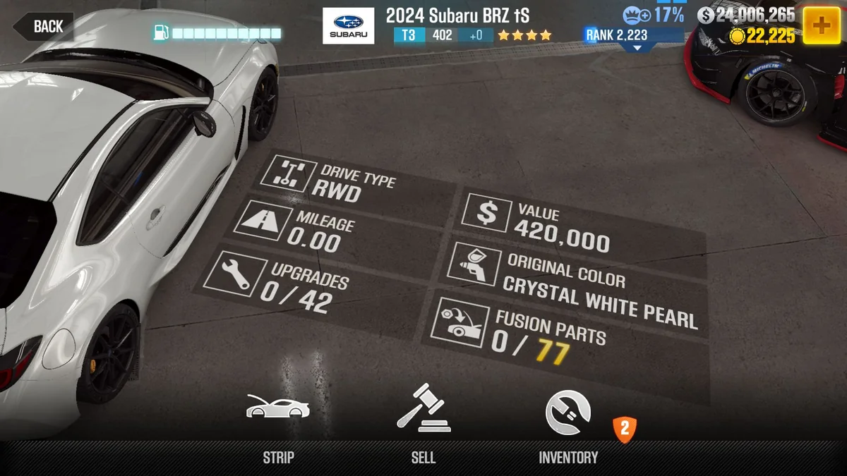 Subaru BRZ tS 2024 CSR2 fusion parts and tune setup