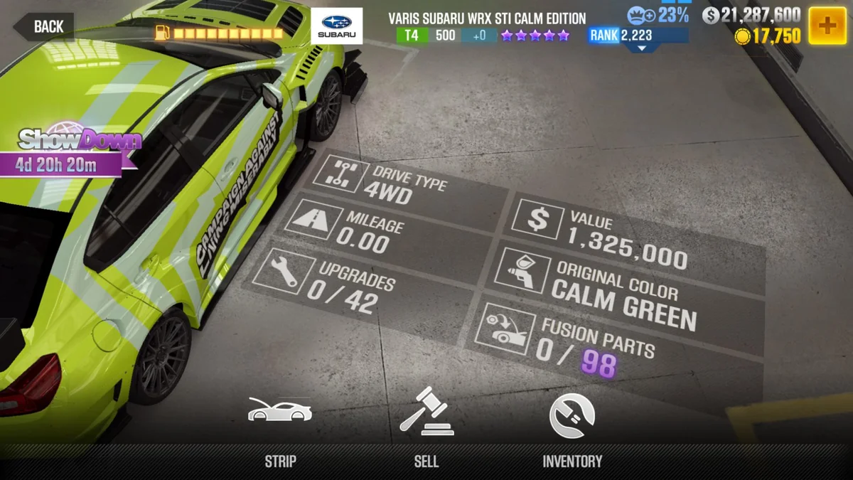 Subaru VARIS SUBARU WRX STI CALM EDITION CSR2 fusion parts and tune setup