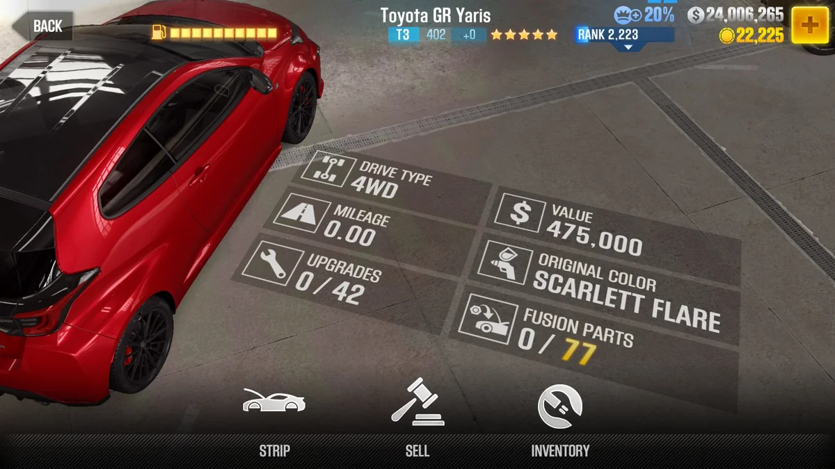Toyota GR Yaris CSR2 fusion parts and tune setup