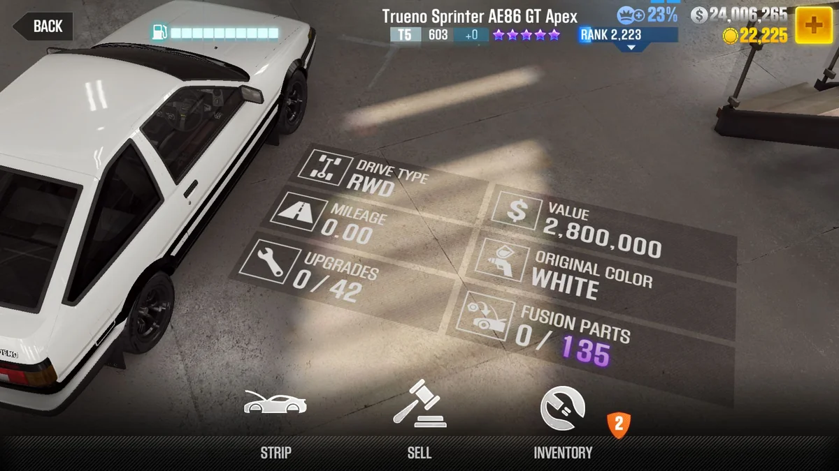 Toyota Trueno Sprinter AE86 GT Apex CSR2 fusion parts and tune setup