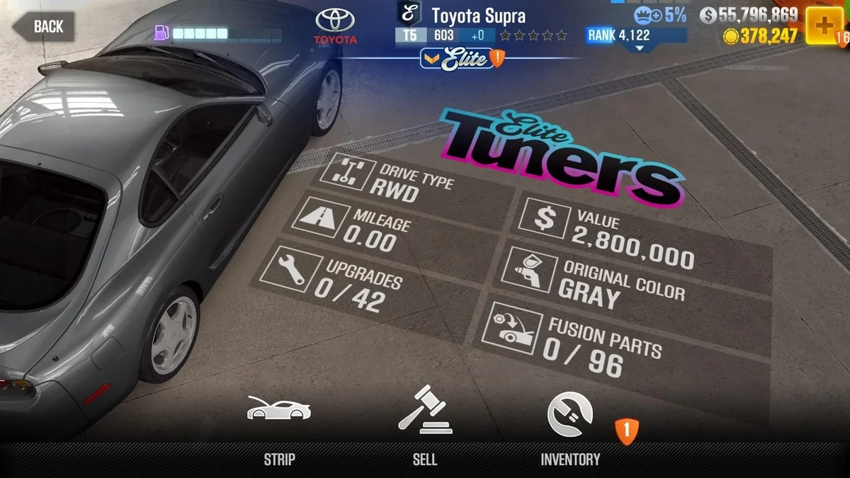 Toyota Supra CSR2 fusion parts and tune setup