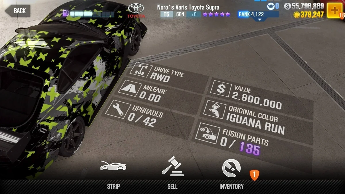 Toyota Noro's Varis Toyota Supra CSR2 fusion parts and tune setup