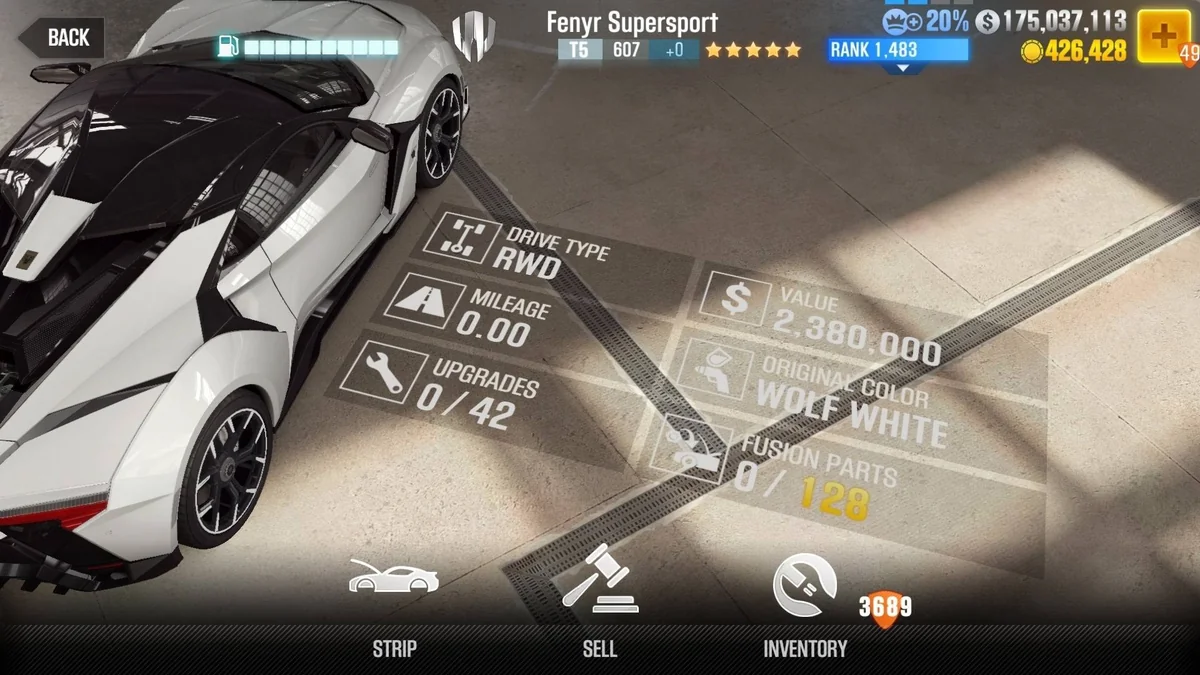 W Motors Fenyr Supersport CSR2 fusion parts and tune setup