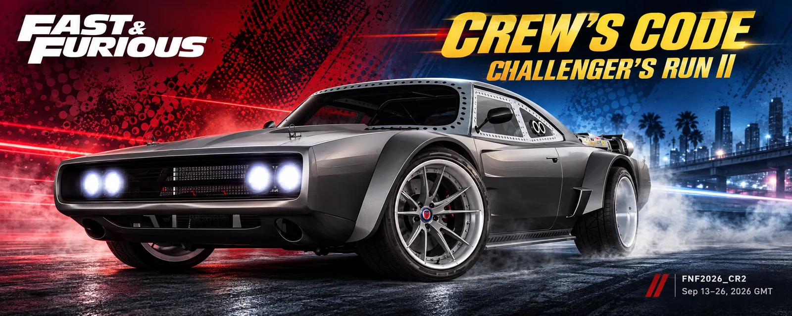 CSR2 Crew's Code Challenger's Run II event banner, FNF2026_CR2